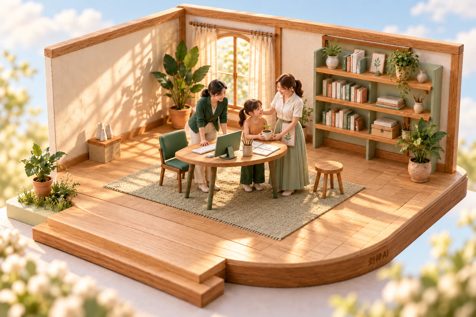 星芽收尾：同一个孩子、家长与老师，在温暖的木质创作室里展开故事。